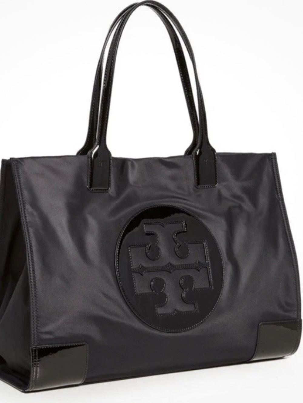 Tory Burch Large Black Logo Nylon Tote